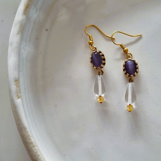 Cat's eye earrings - Purple