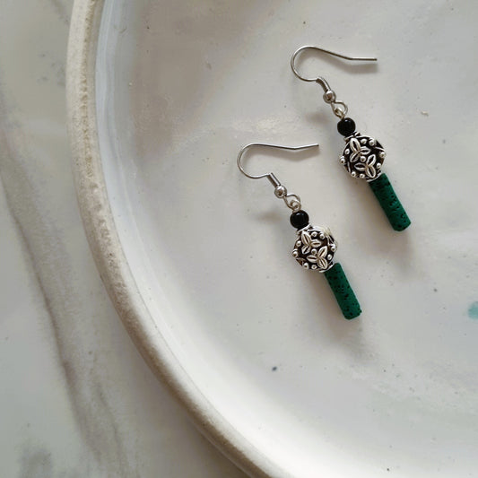 Green hematite earrings