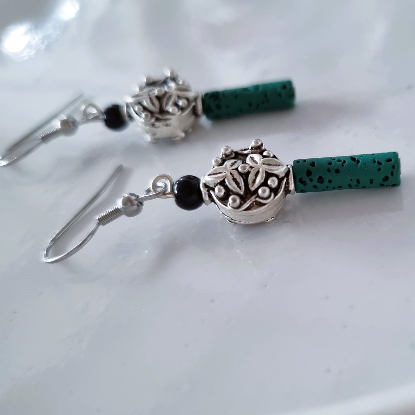 Green hematite earrings