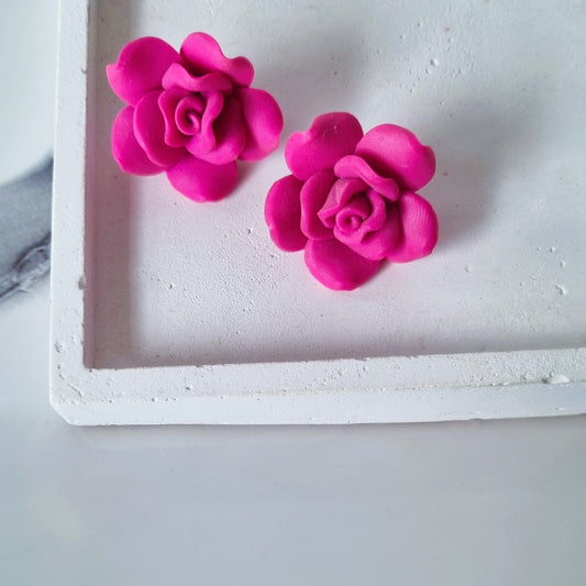 Flower earrings - fuschia