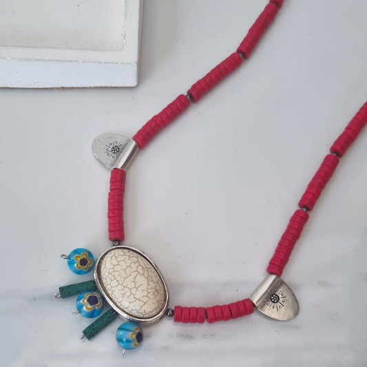 Boho red necklace