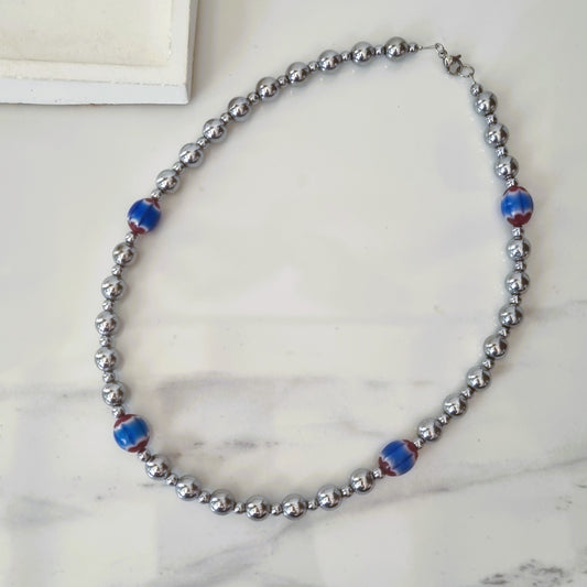 Silver hematite necklace