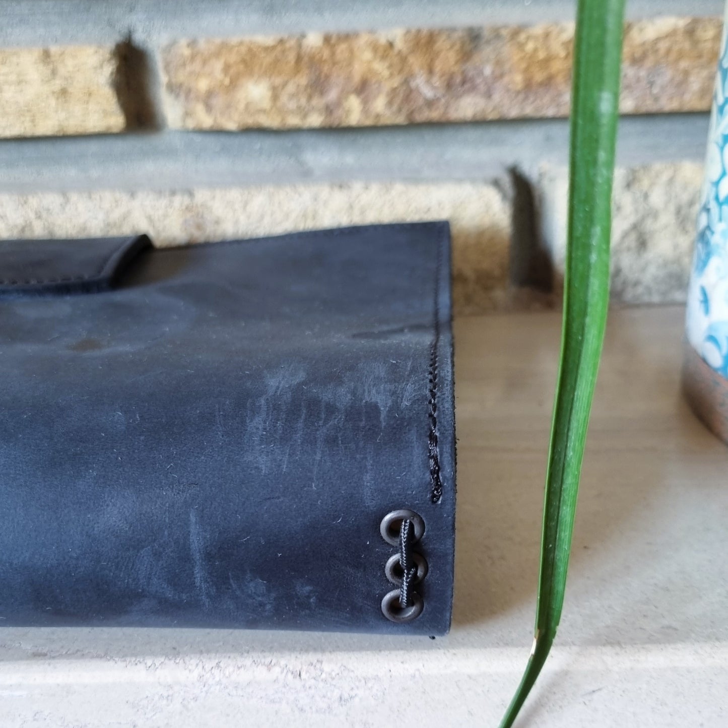 Black leather notebook