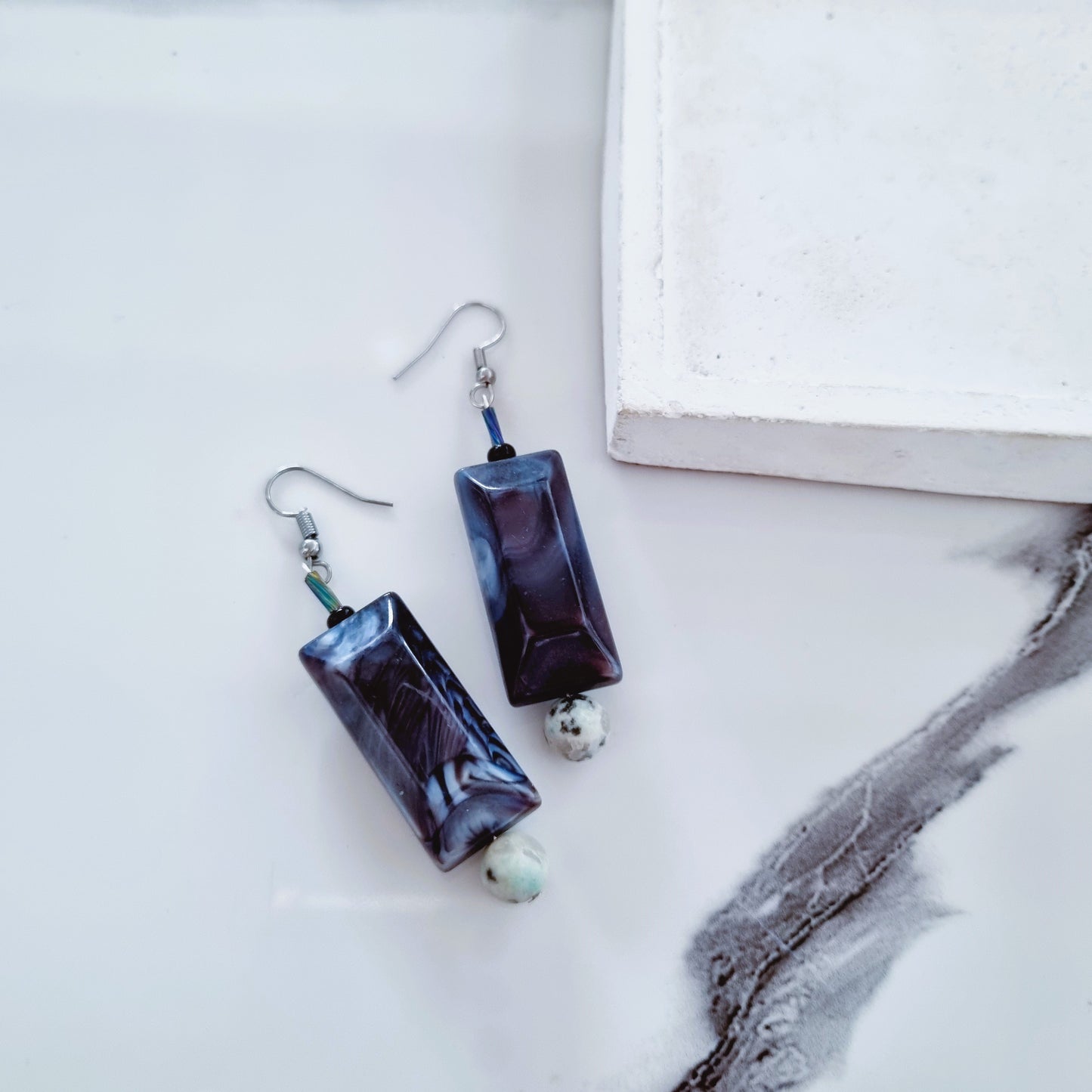 Black vertical earrings