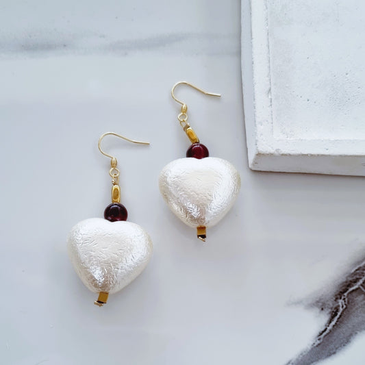 White hearts earrings