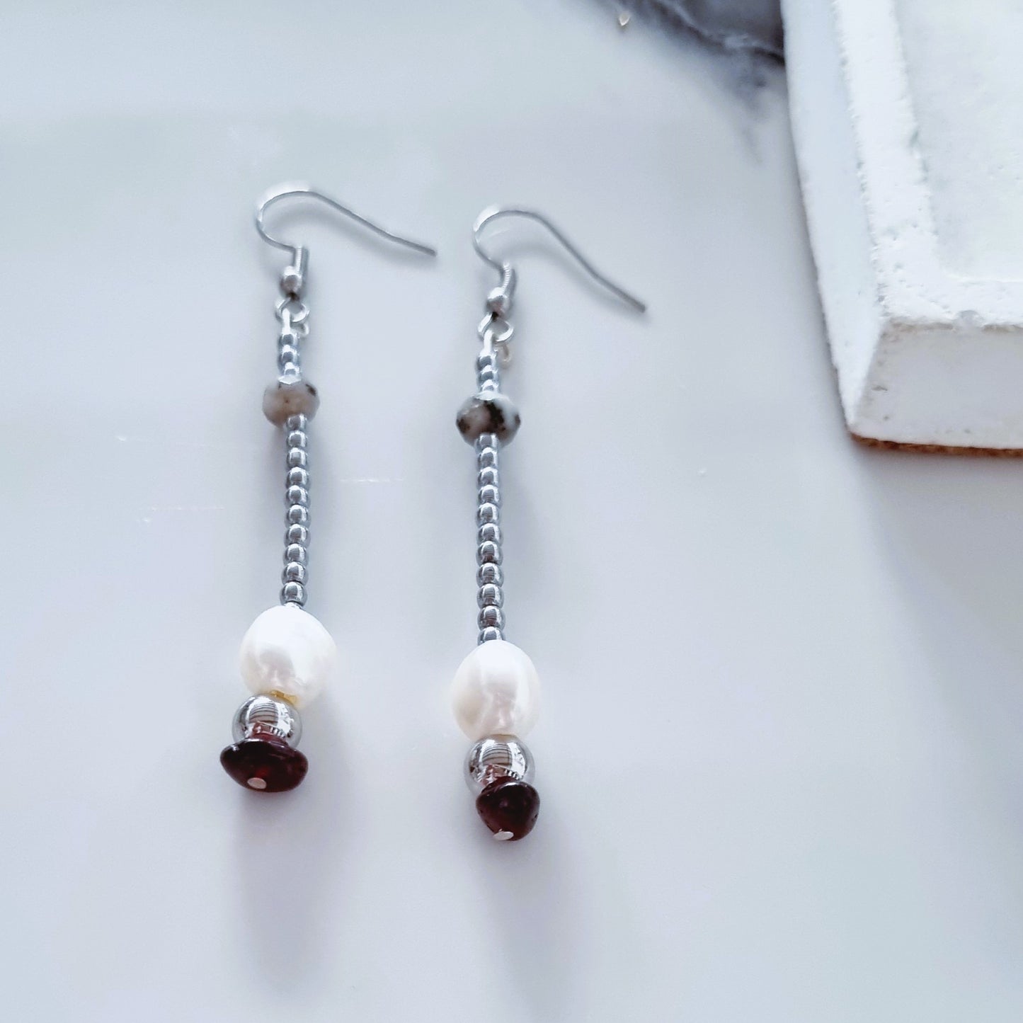 Vertical hematite earrings