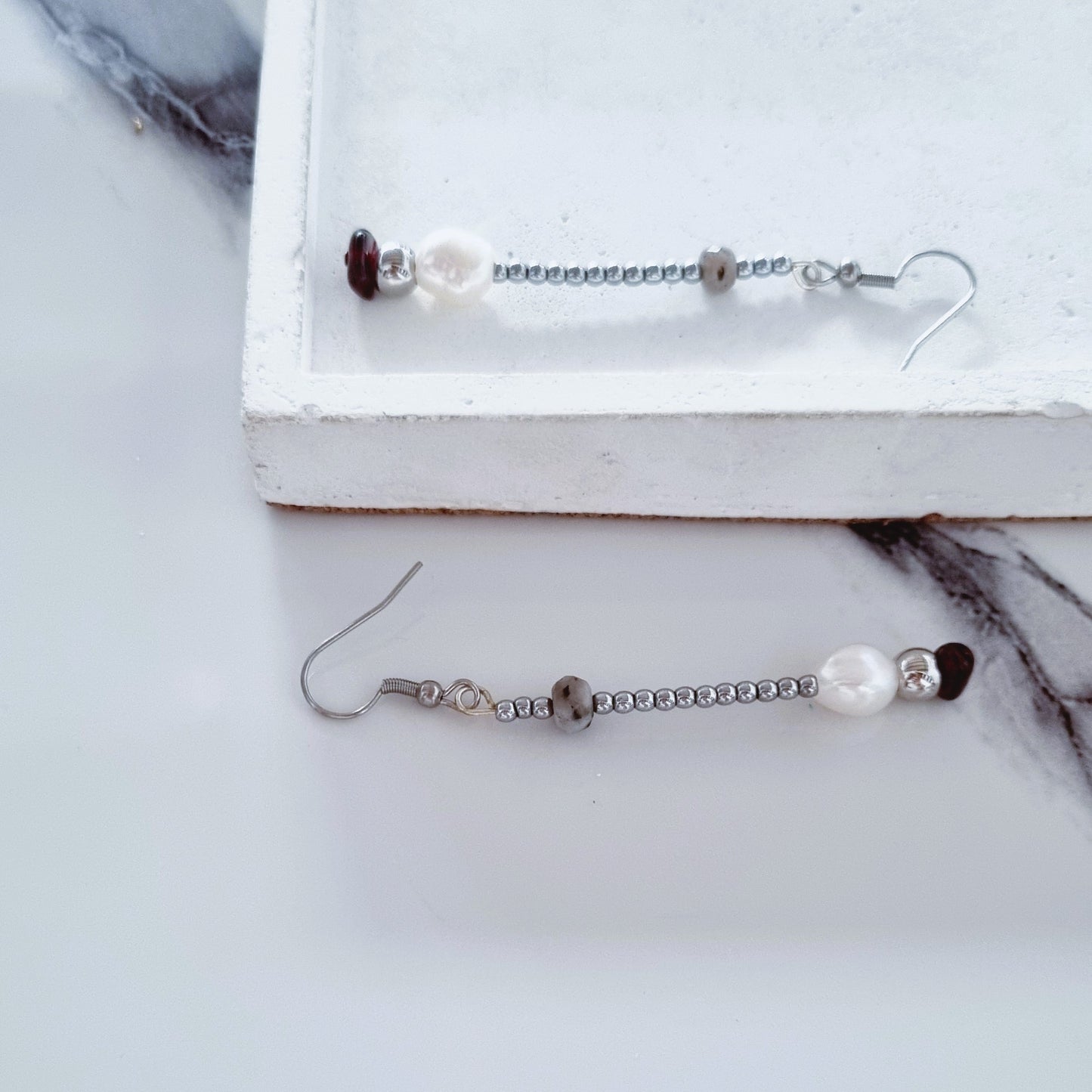 Vertical hematite earrings