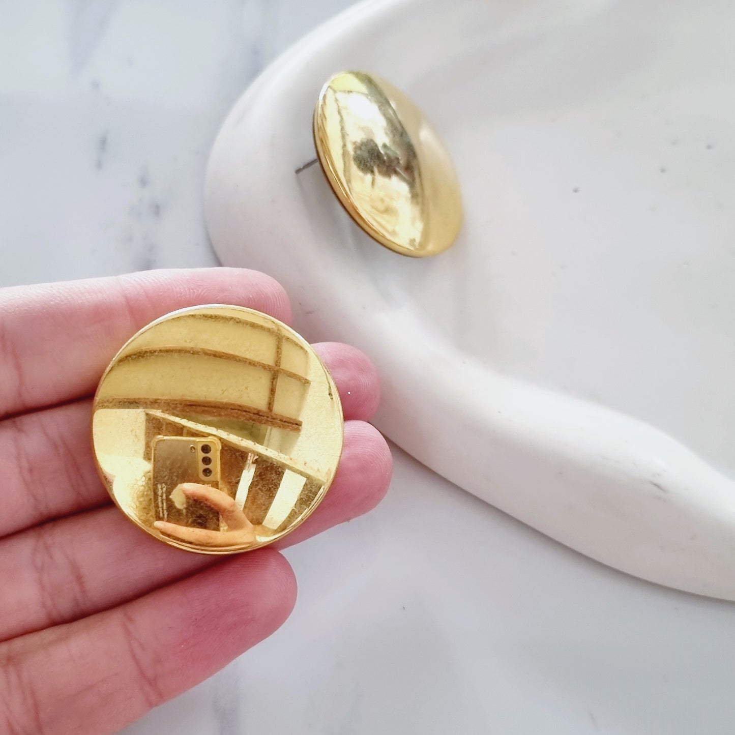 Vintage earrings - Gold mirrors