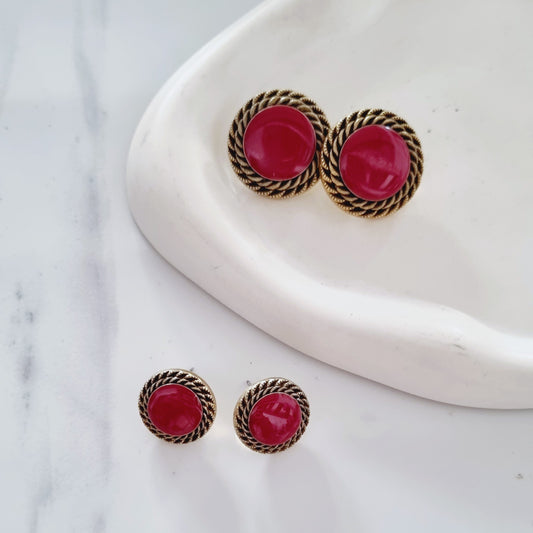 Vintage earrings - Dark Red