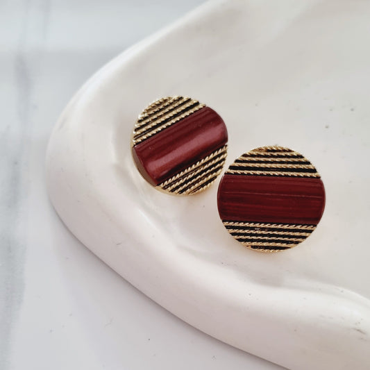 Vintage earrings - Brown on antique gold