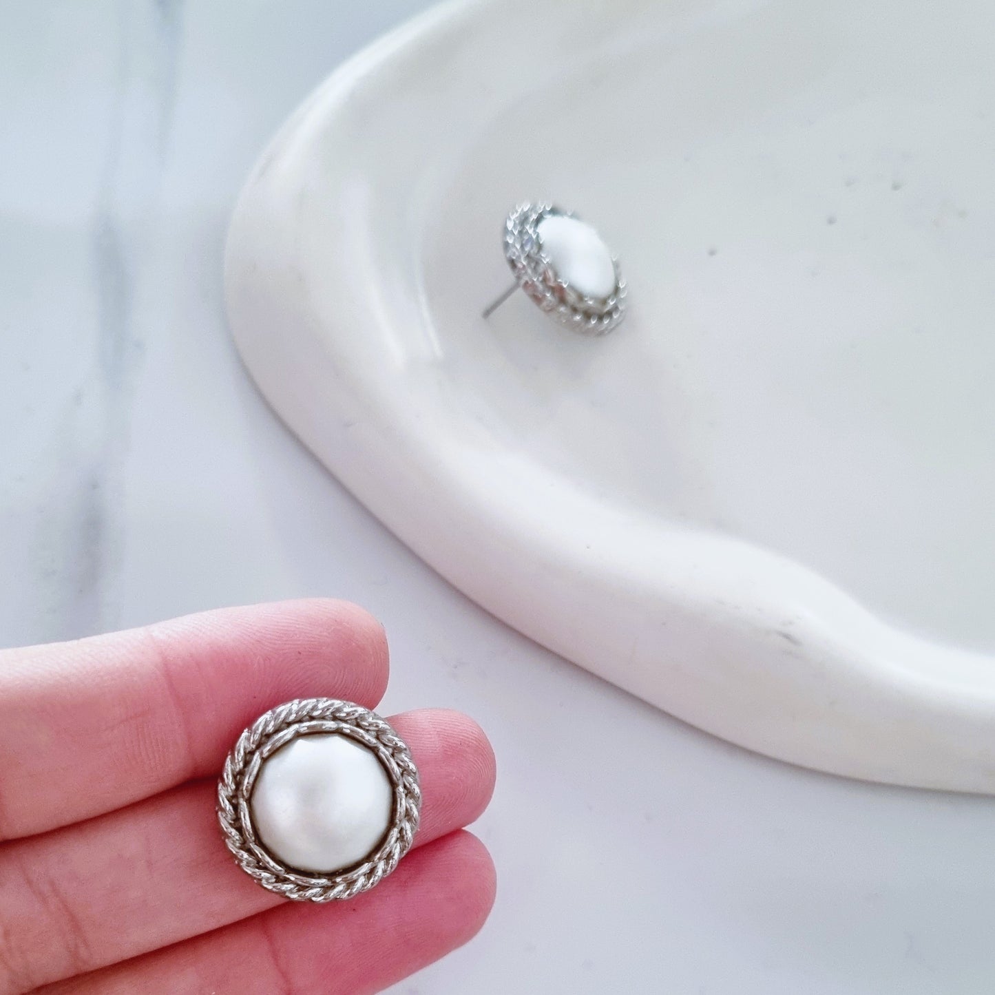 Vintage earrings - Silver/pearl