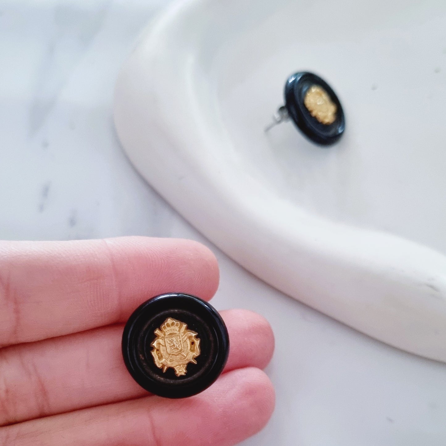 Vintage earrings - Black/gold