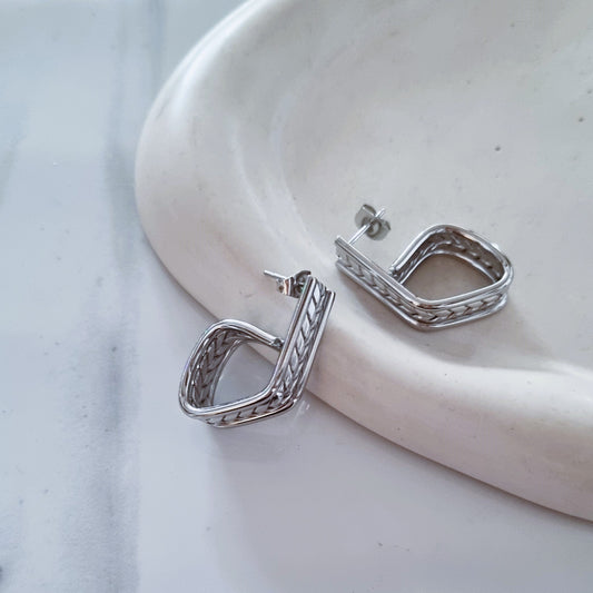 Silver geometric earrings