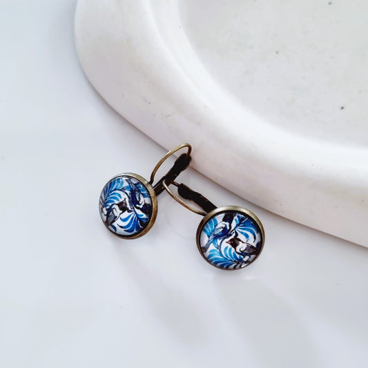 Blue garden earrings