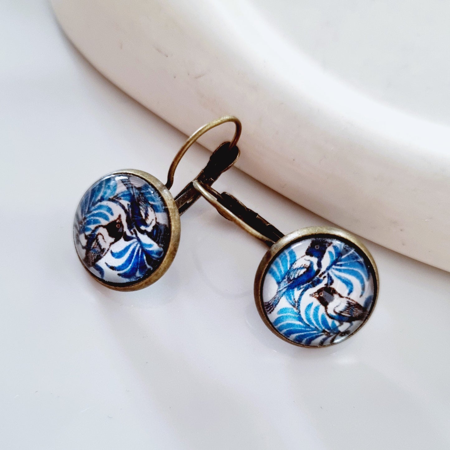 Blue garden earrings