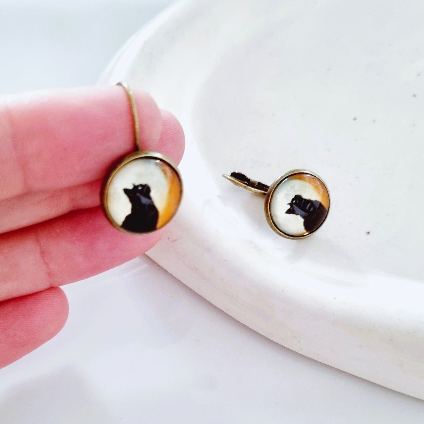 Black cat earrings