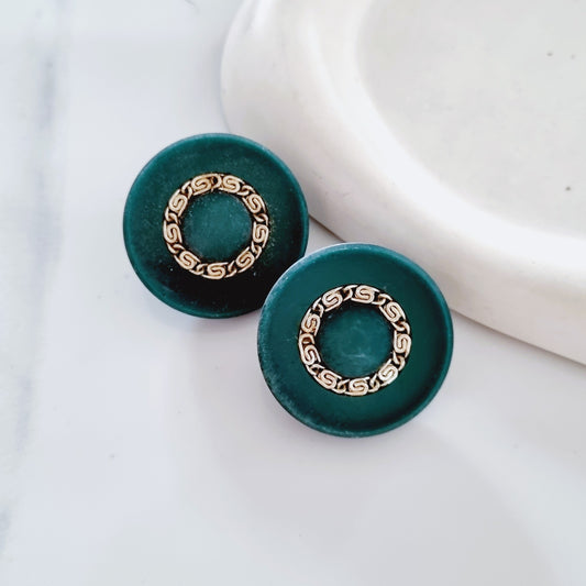 Vintage Earrings - Big green