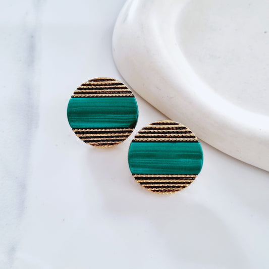 Vintage Earrings - Bronze Green