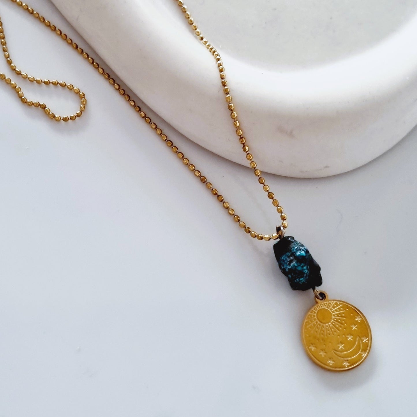 Moon and stone necklace