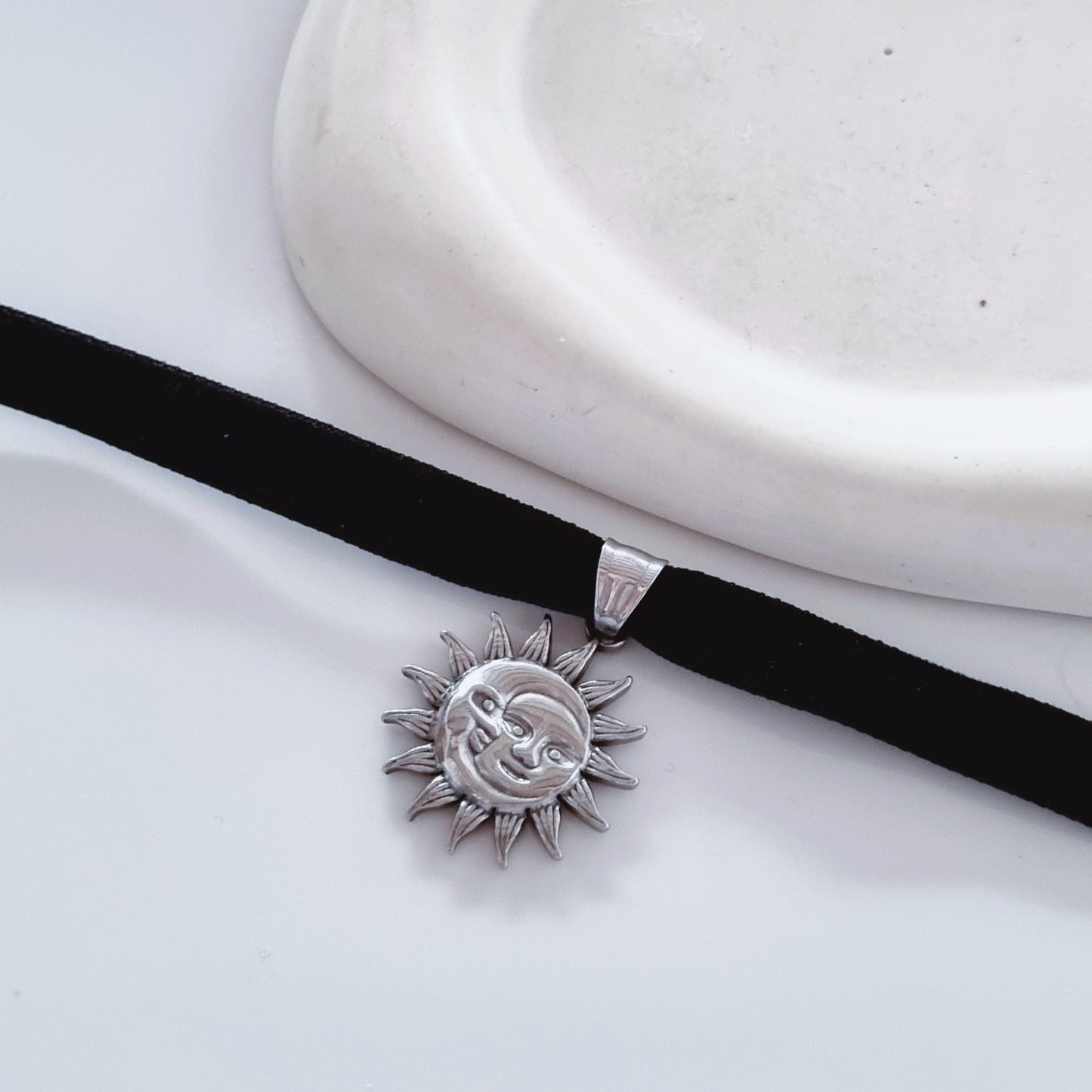 Silver sun choker