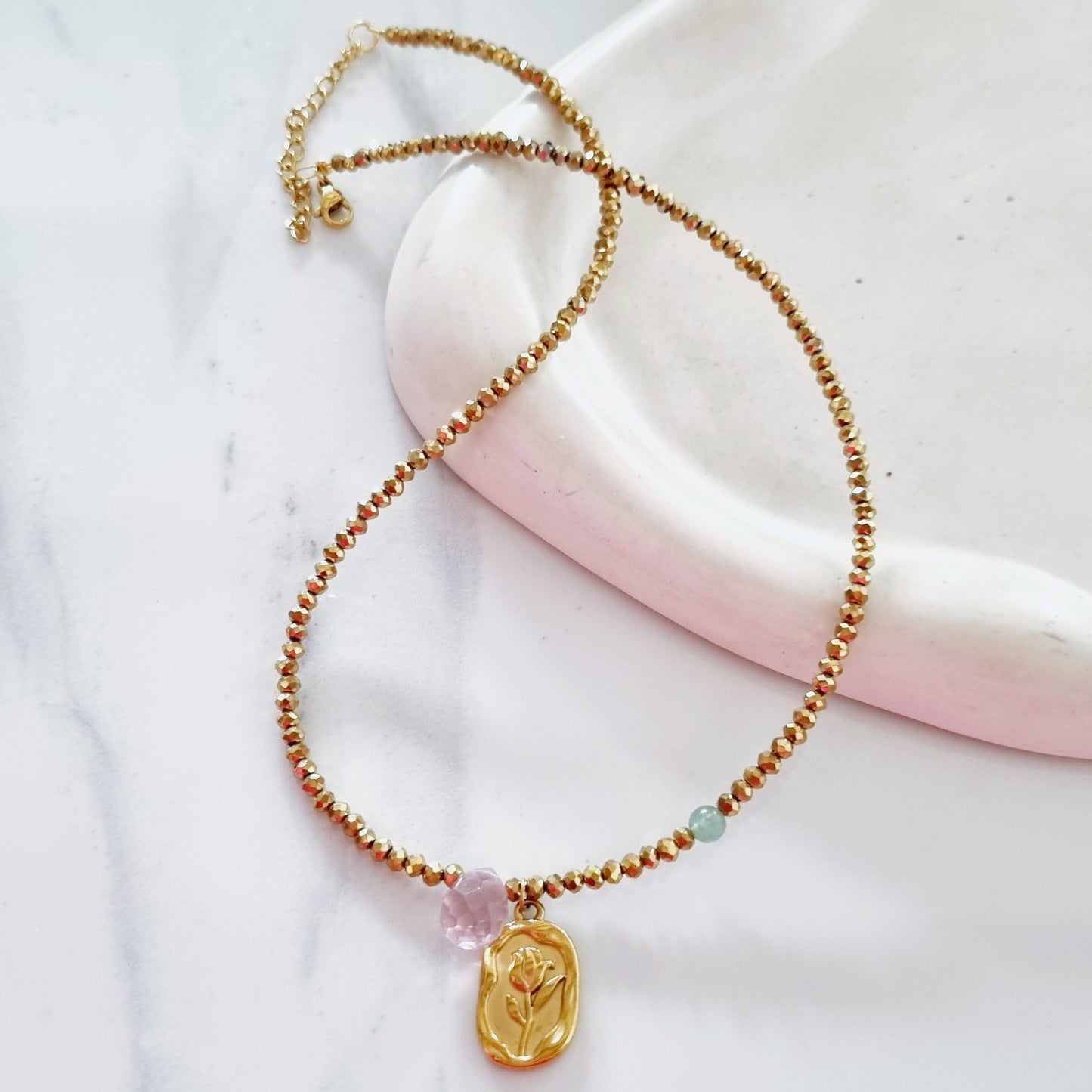 Gold tulip necklace