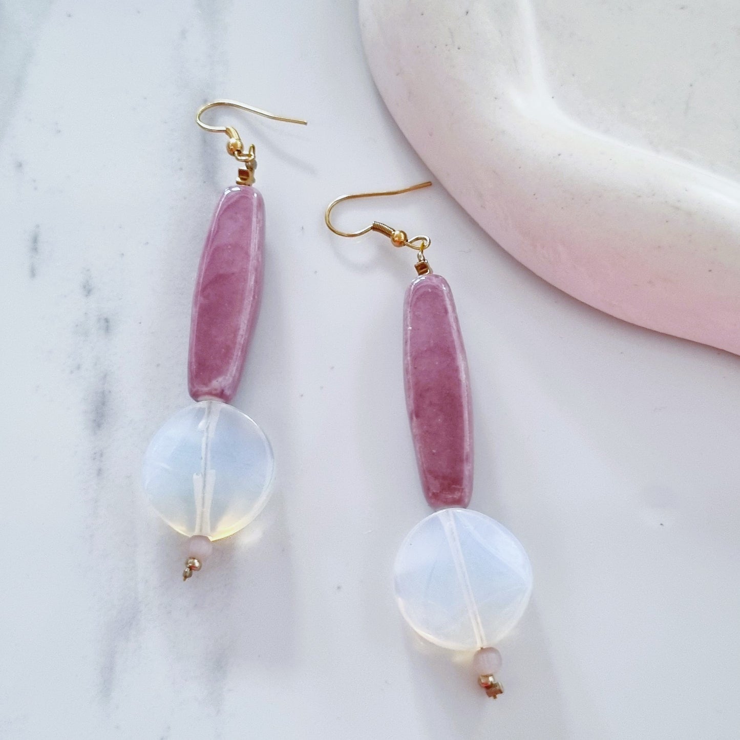 Purple ceramic earrings