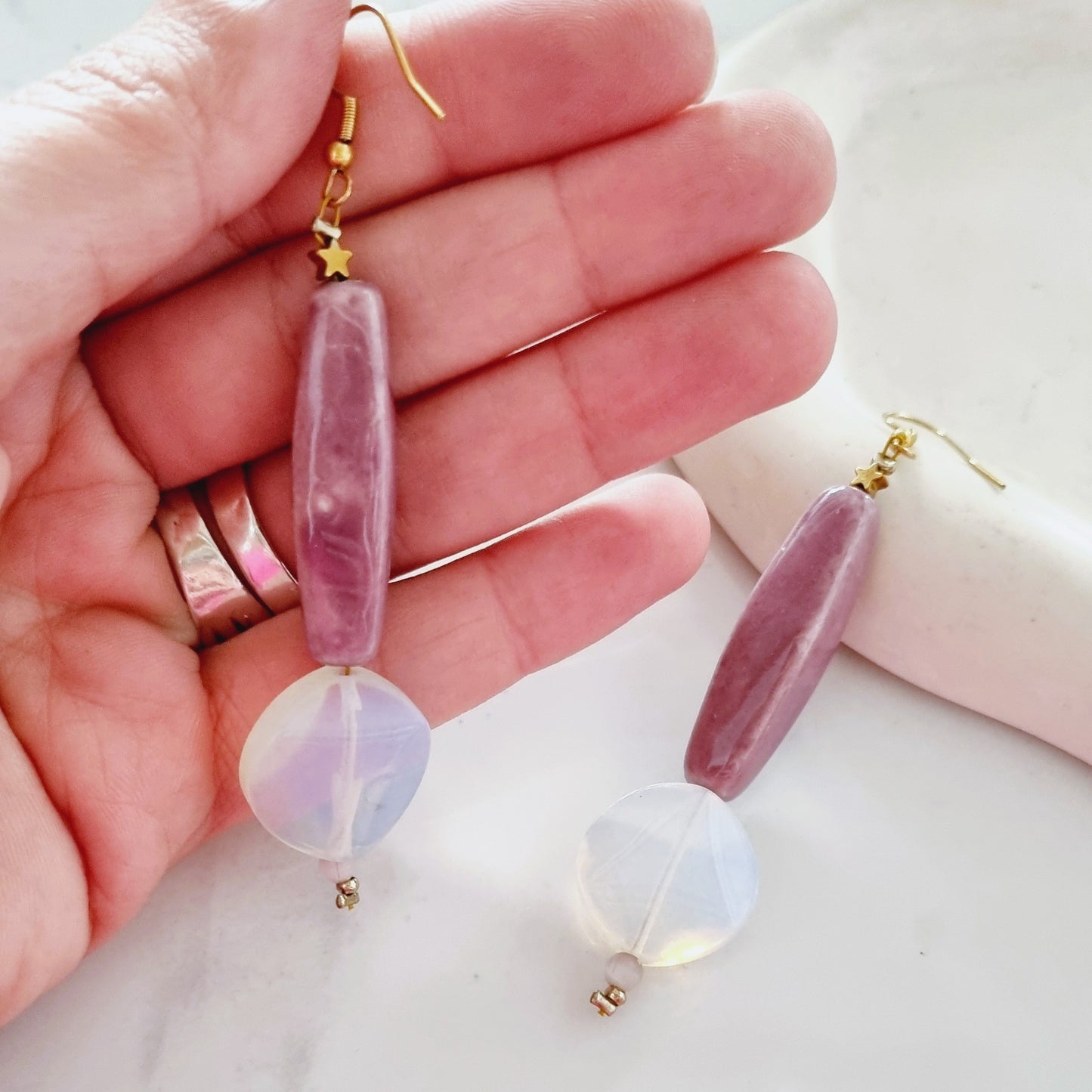 Purple ceramic earrings