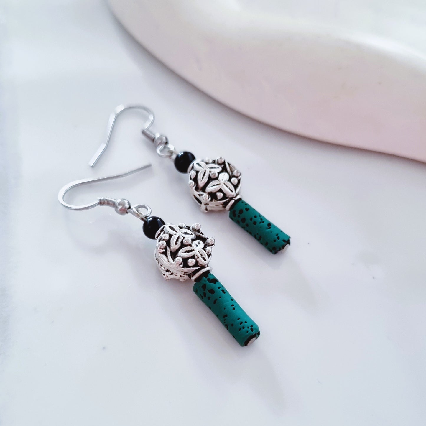 Green hematite earrings