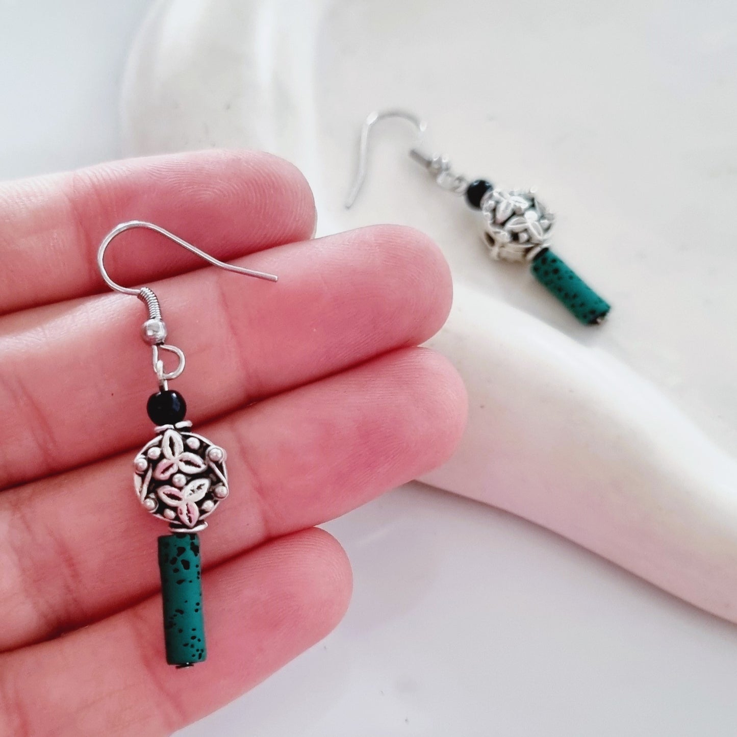 Green hematite earrings