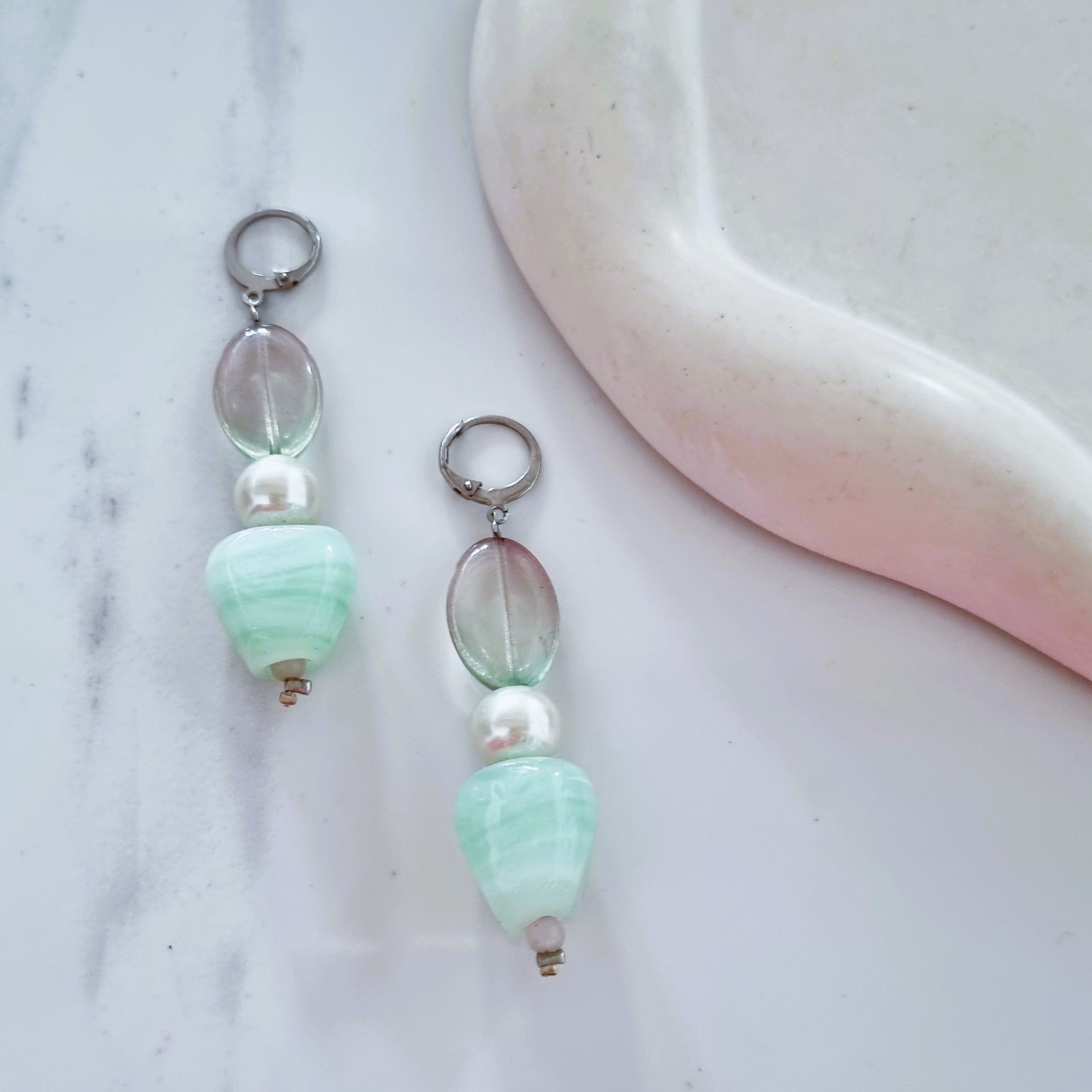 Green glass earrings