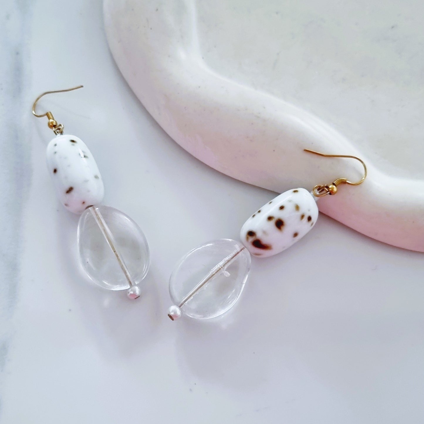 White long earrings