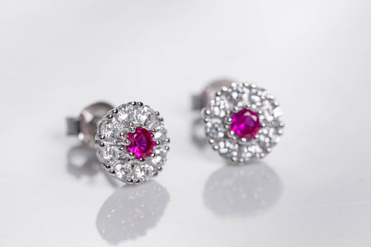 Silver earrings - Fuschia